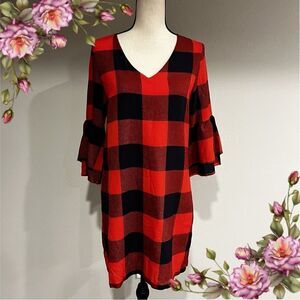 BELONGSCI Women's Dress Sweet & Cute V-Neck Bell Sleeve Shift Dress‎ Mini Dress